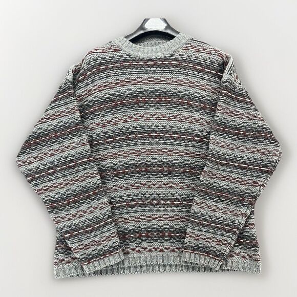 VINTAGE Eddie Bauer 100% Wool Sweater Crewneck Mens Extra Large Gray Knit - Picture 1 of 5